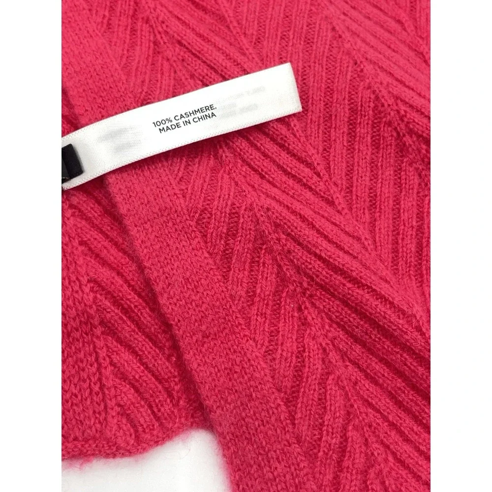Talbots 100% Cashmere Scarf Pink Cable Knit Preppy Luxury Winter Soft